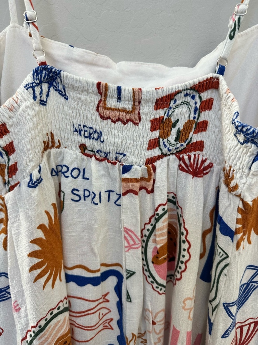 Label of Love Mediterranean Print Midi Dress Size Medium Capri Positano Summer - Picture 6 of 10